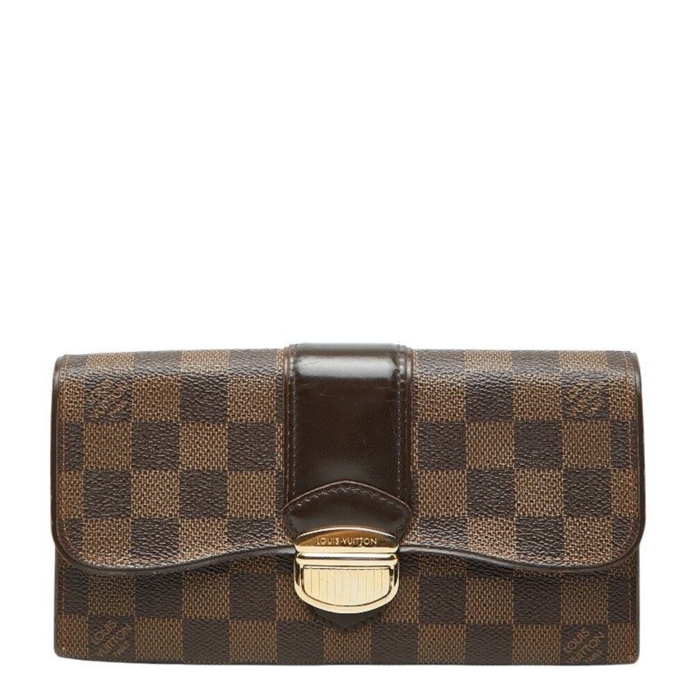 Louis Vuitton Damier Ebene Sistina Long Wallet Brown